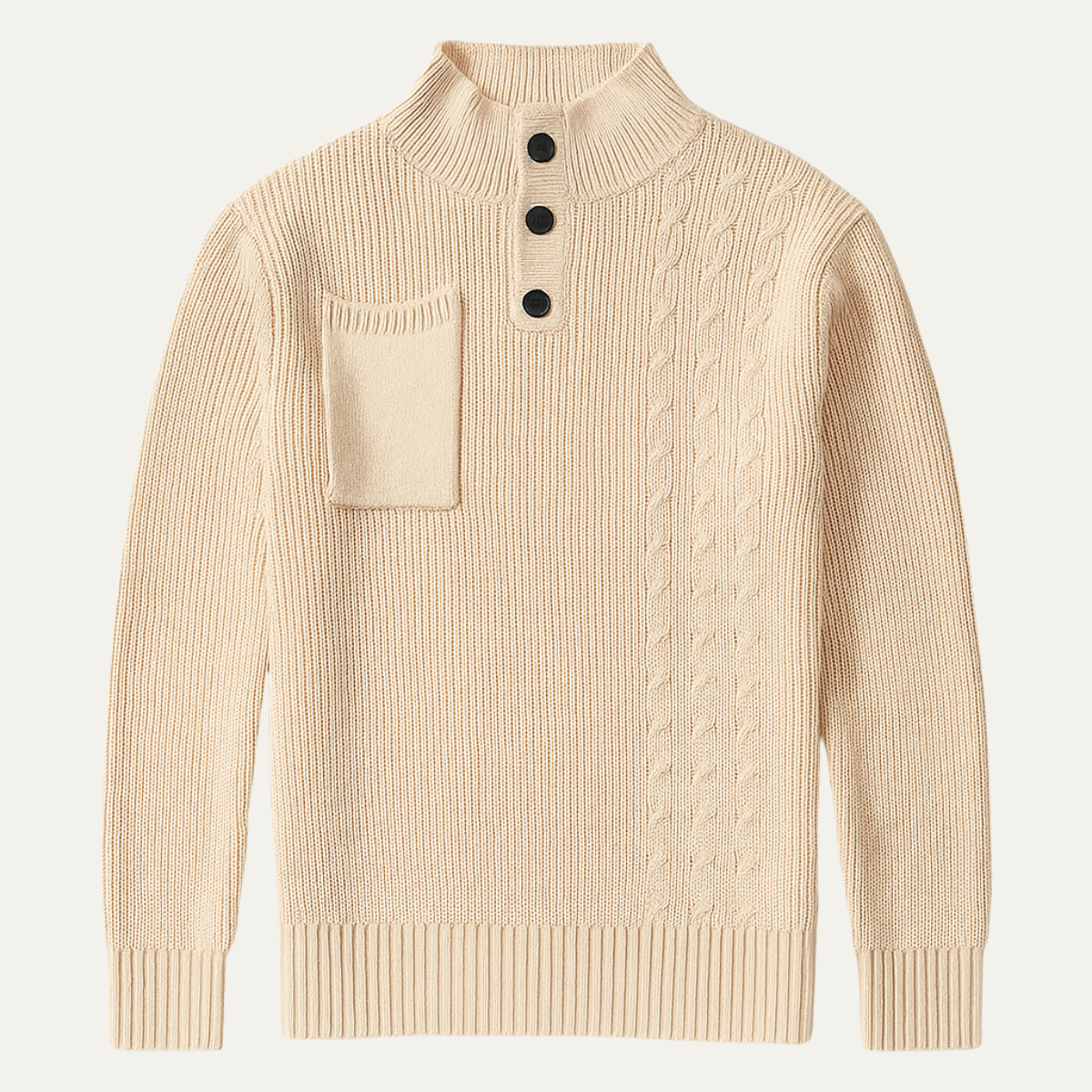 Classic Men's Crew Neck Knit Sweater with Buttons - Nocini