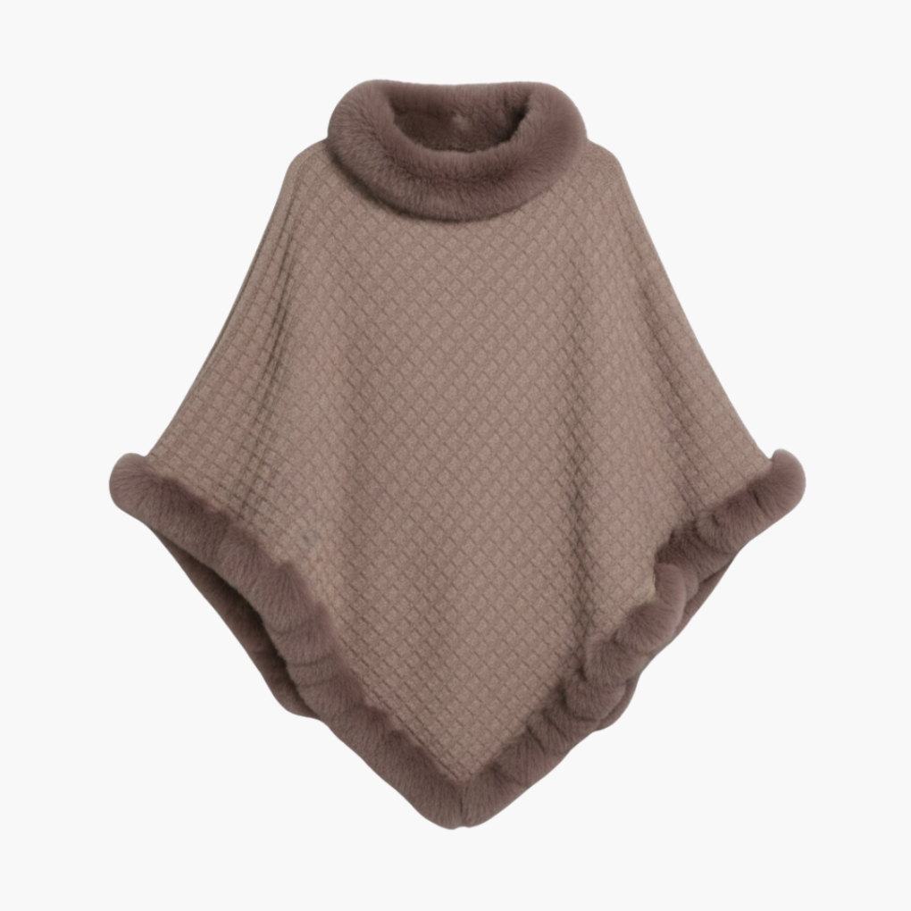 Cozy Women's Oversized Poncho with Faux Fur Edge - Olytrend