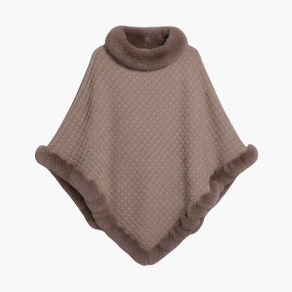 Cozy Women's Oversized Poncho with Faux Fur Edge - Olytrend