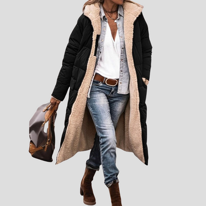 Warm Women's Parka Coat - Hooded Faux Fur Lined - Olytrend
