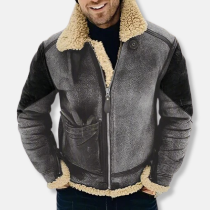 Luxurious Suede Leather Aviator Coat - Nocini