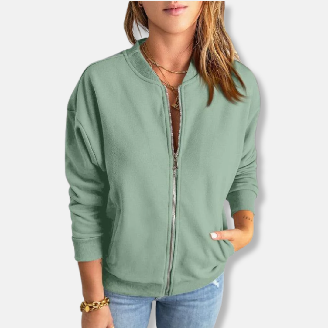 Comfy Women's Zip Jacket Relaxed Fit Casual Style - Nocini