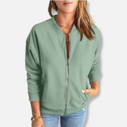 Comfy Women's Zip Jacket Relaxed Fit Casual Style - Nocini