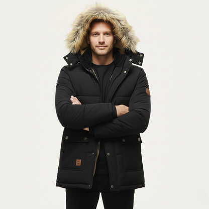 Waterproof Men's Fleece Hooded Winter Coat