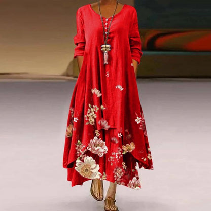 Comfy V Neck Maxi Dress with Floral Print - Nocini