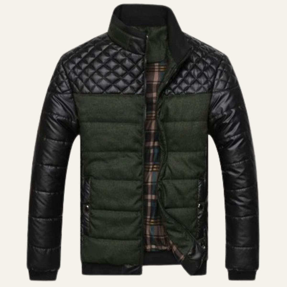 Classic Mens Quilted Biker Leather Jacket - Nocini