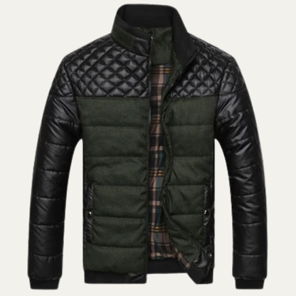 Classic Mens Quilted Biker Leather Jacket - Nocini