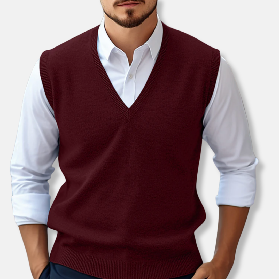 Classic Fit Crew Neck Sweater Vest - Nocini
