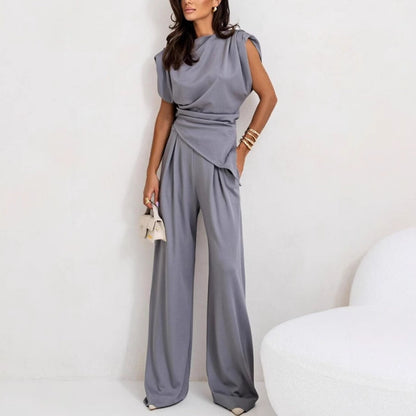 Comfortable Loose Fit Tunic and Wide Leg Pants Set - Nocini