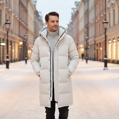 Warm Men's Black Down Parka Jacket