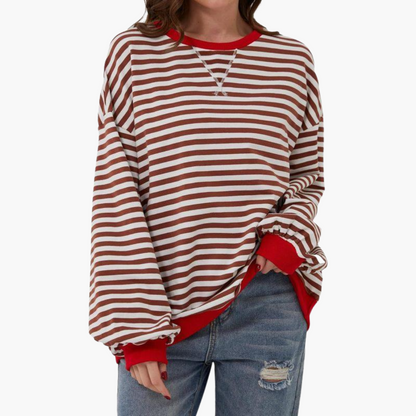 Relaxed Fit Women's Stripe Sweatshirt – Soft Long Sleeve Top