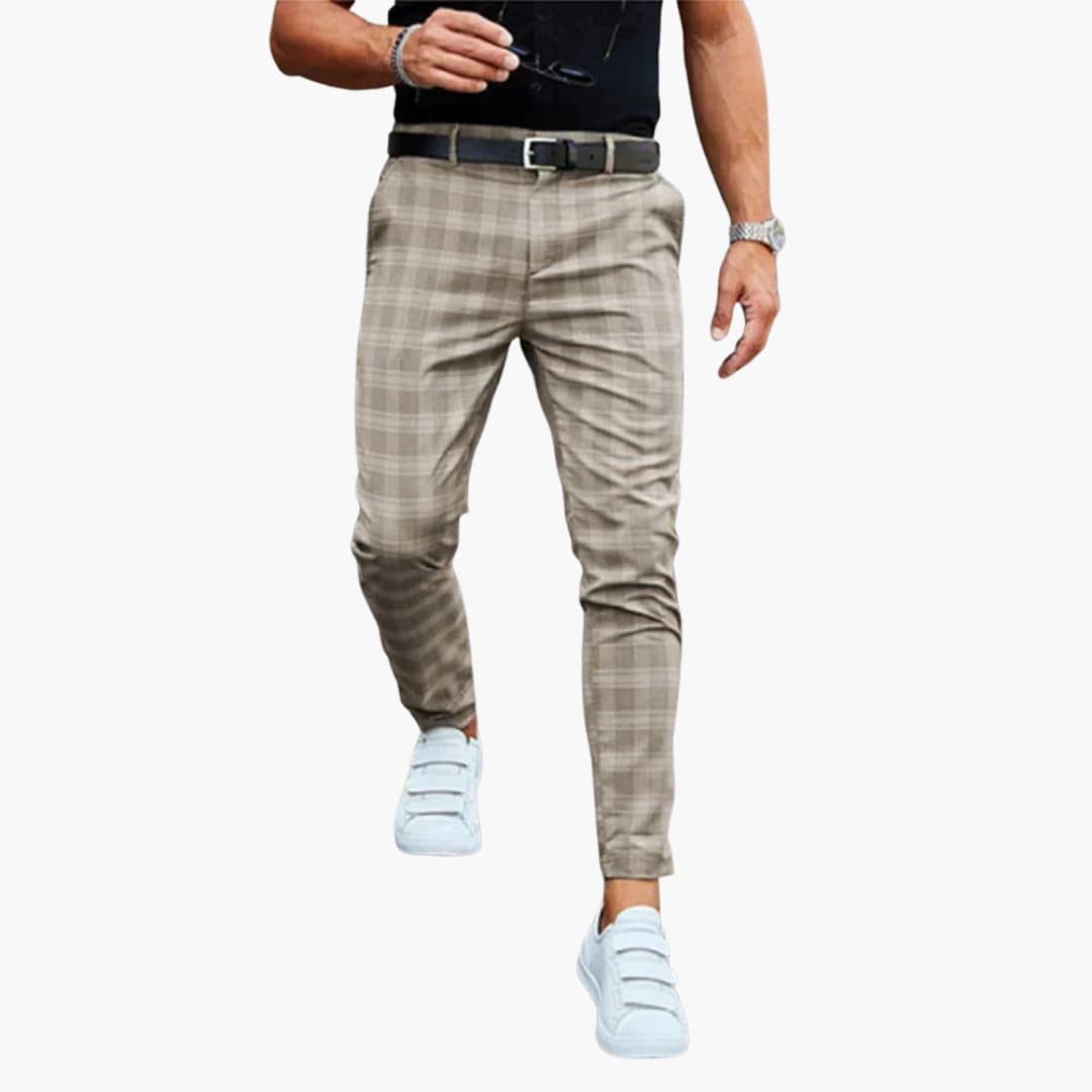 Narrow Fit Checked Pants for Men - Olytrend