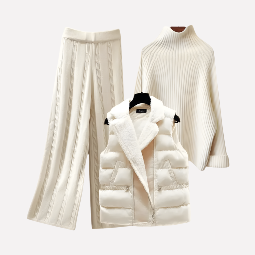 Ladies' Crew Neck, Pants, and Quilted Gilet - Olytrend