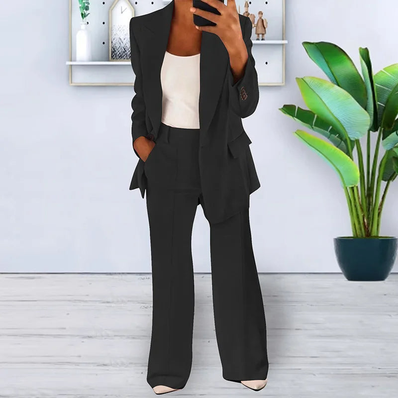 Ladies Classic Wide Leg Suit Pants - Olytrend