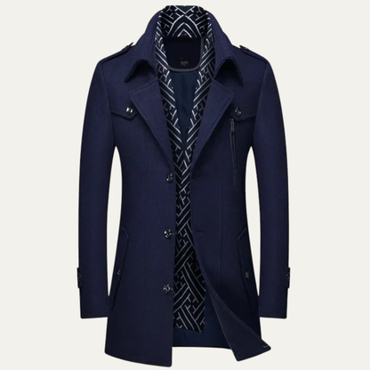 Classic Men's Wool Trench Coat with Lapel Collar - Nocini