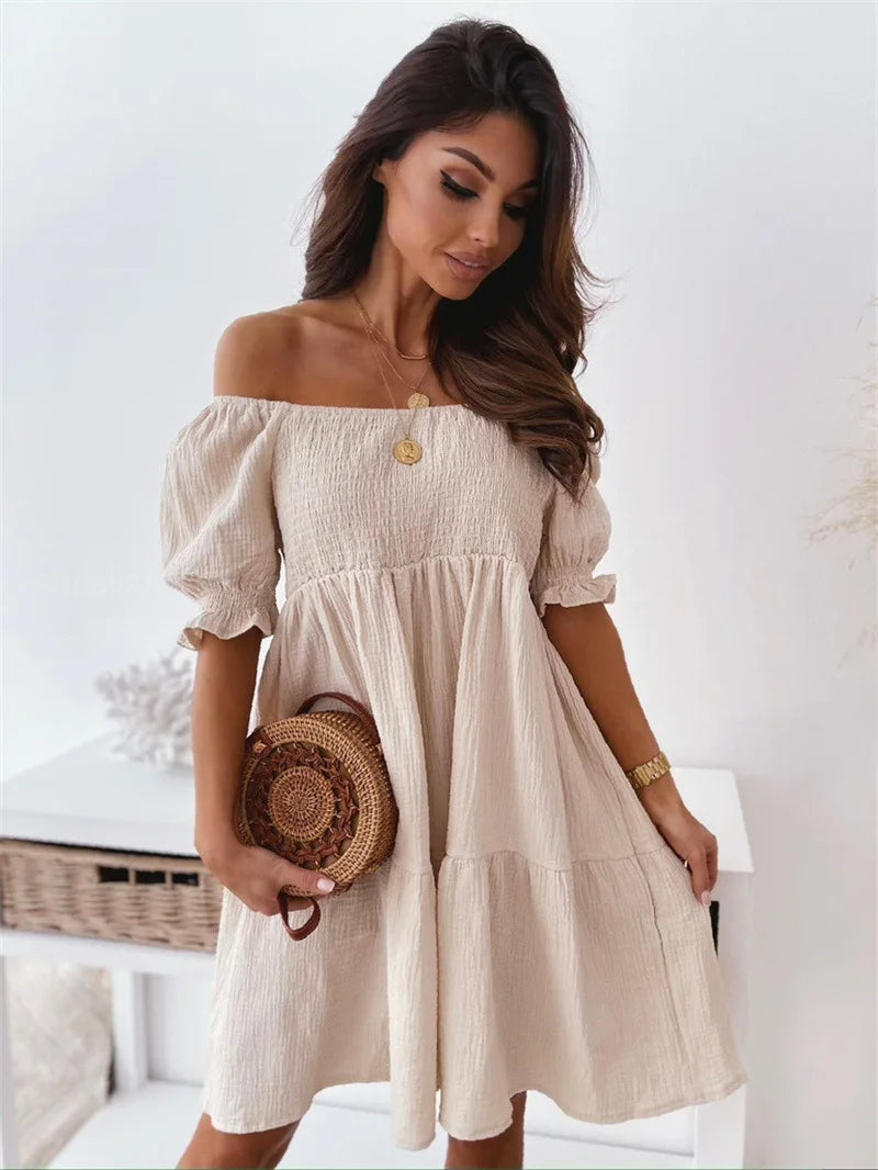 Chic Off Shoulder Summer Party Dress - Olytrend