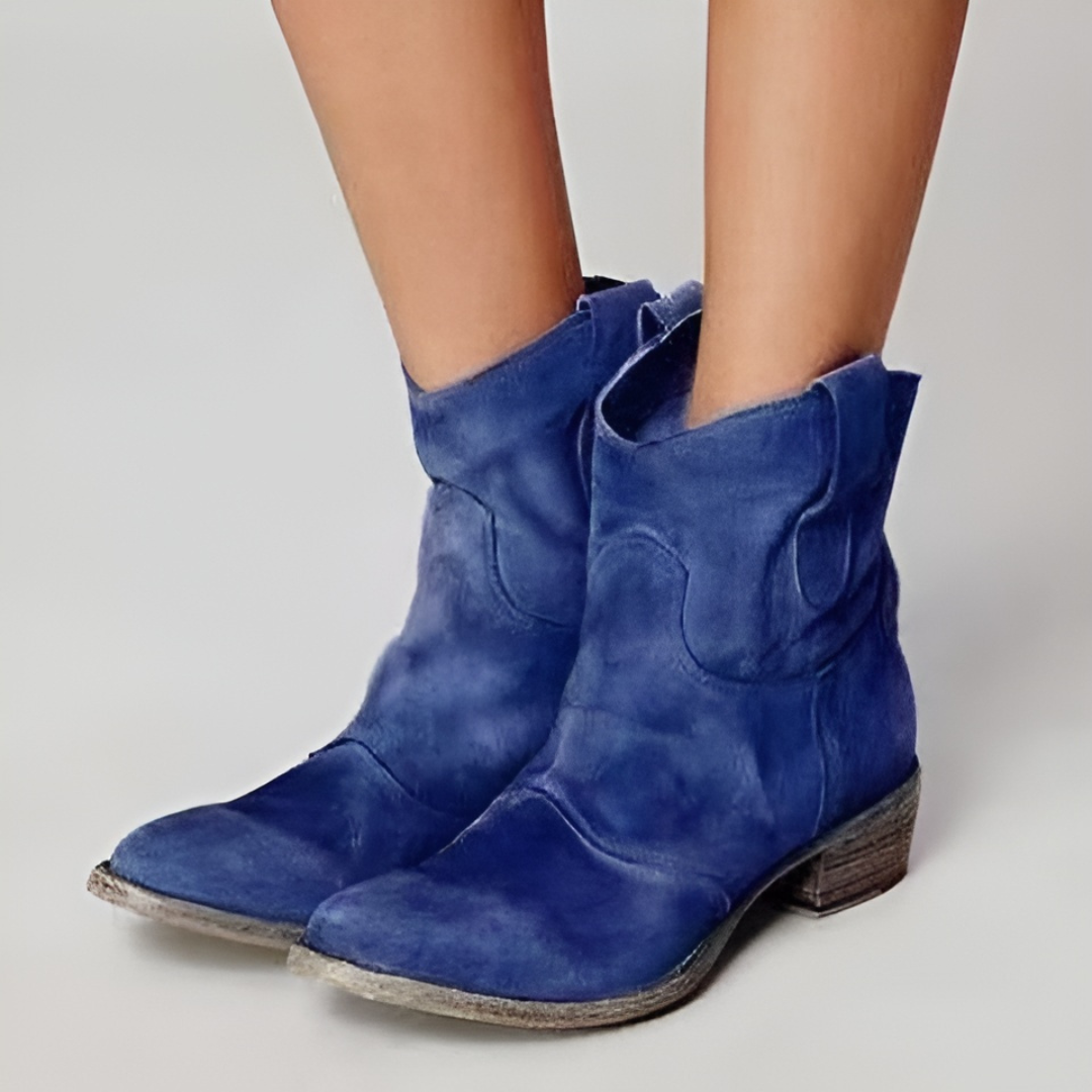 Stylish Leather Low Heel Boots