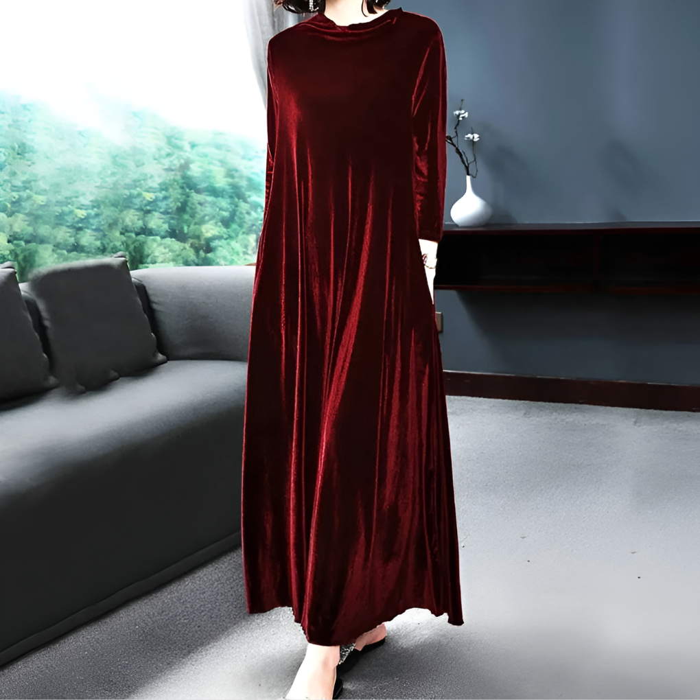 Ladies Soft Burgundy Formal Maxi Dress - Olytrend