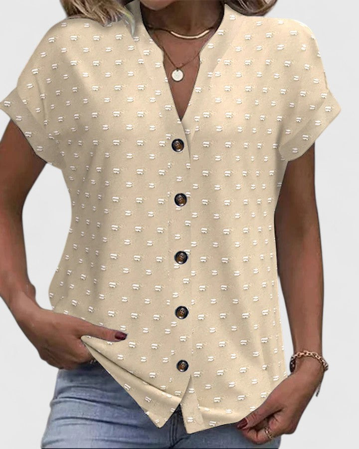 Relaxed Fit Casual V-Neck Tee - Olytrend