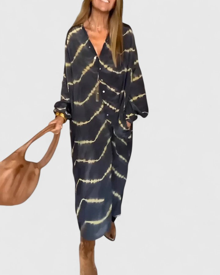 Chic Bohemian Stripe Maxi Dress - Olytrend
