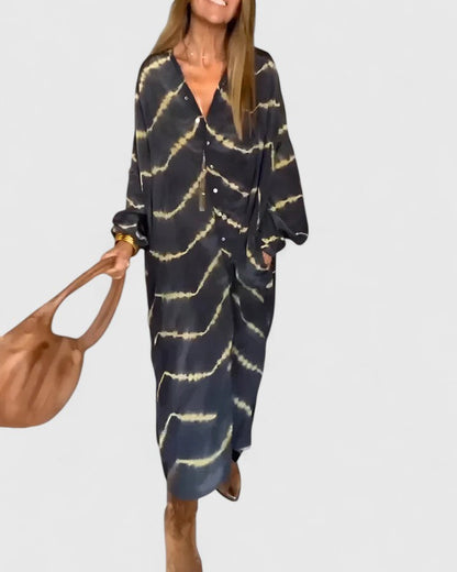 Chic Bohemian Stripe Maxi Dress - Olytrend