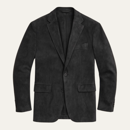 Classy Men's Suede Jacket with Notched Collar - Nocini