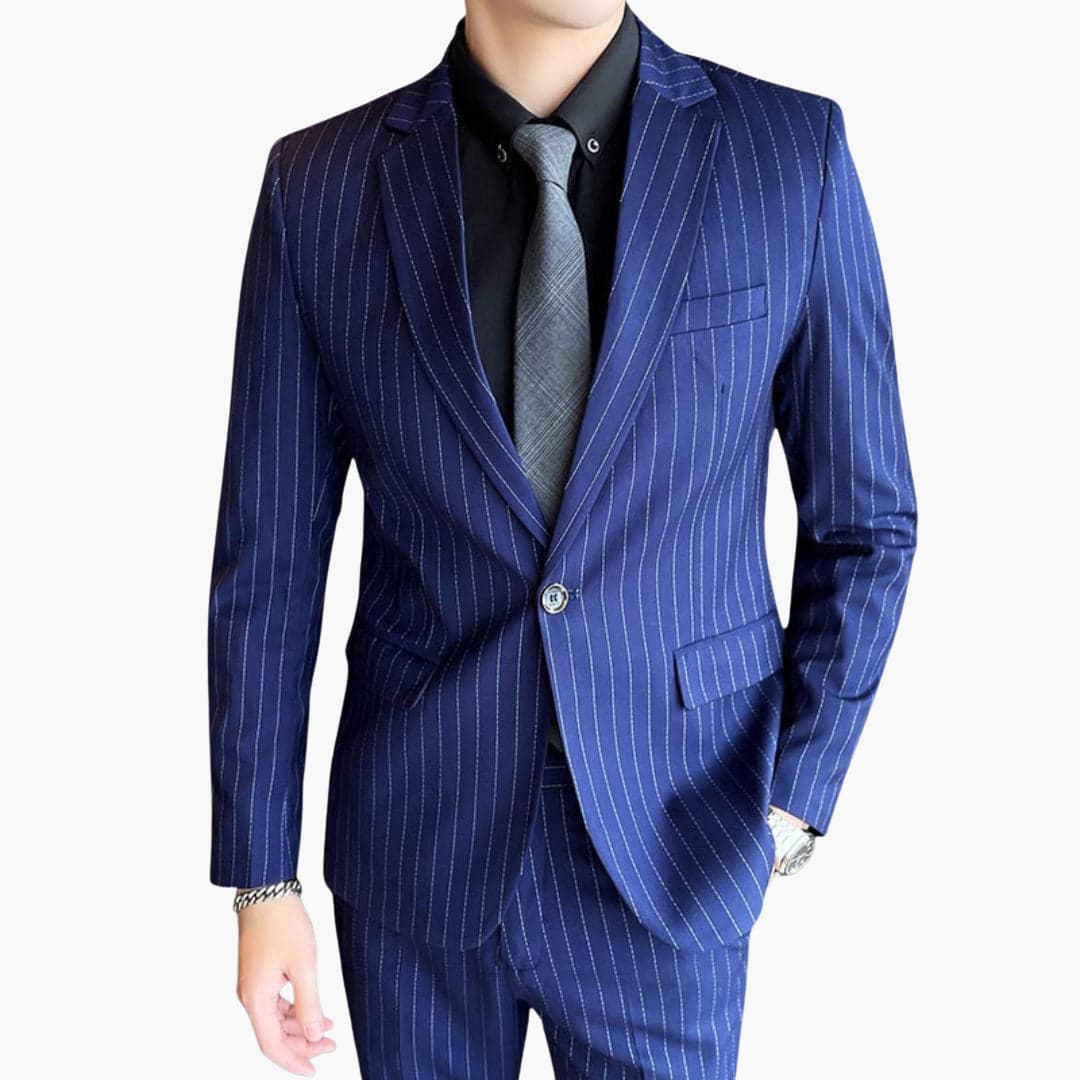 Slim Fit Pinstripe Men's Business Suit Jacket