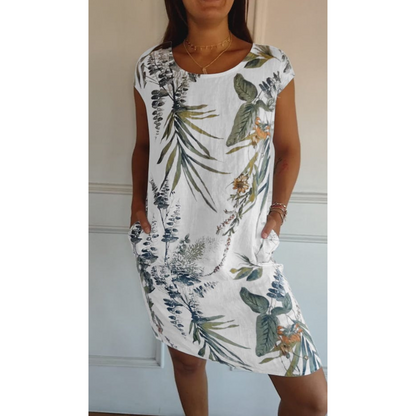 Relaxed Fit Crew Neck Dress - Olytrend