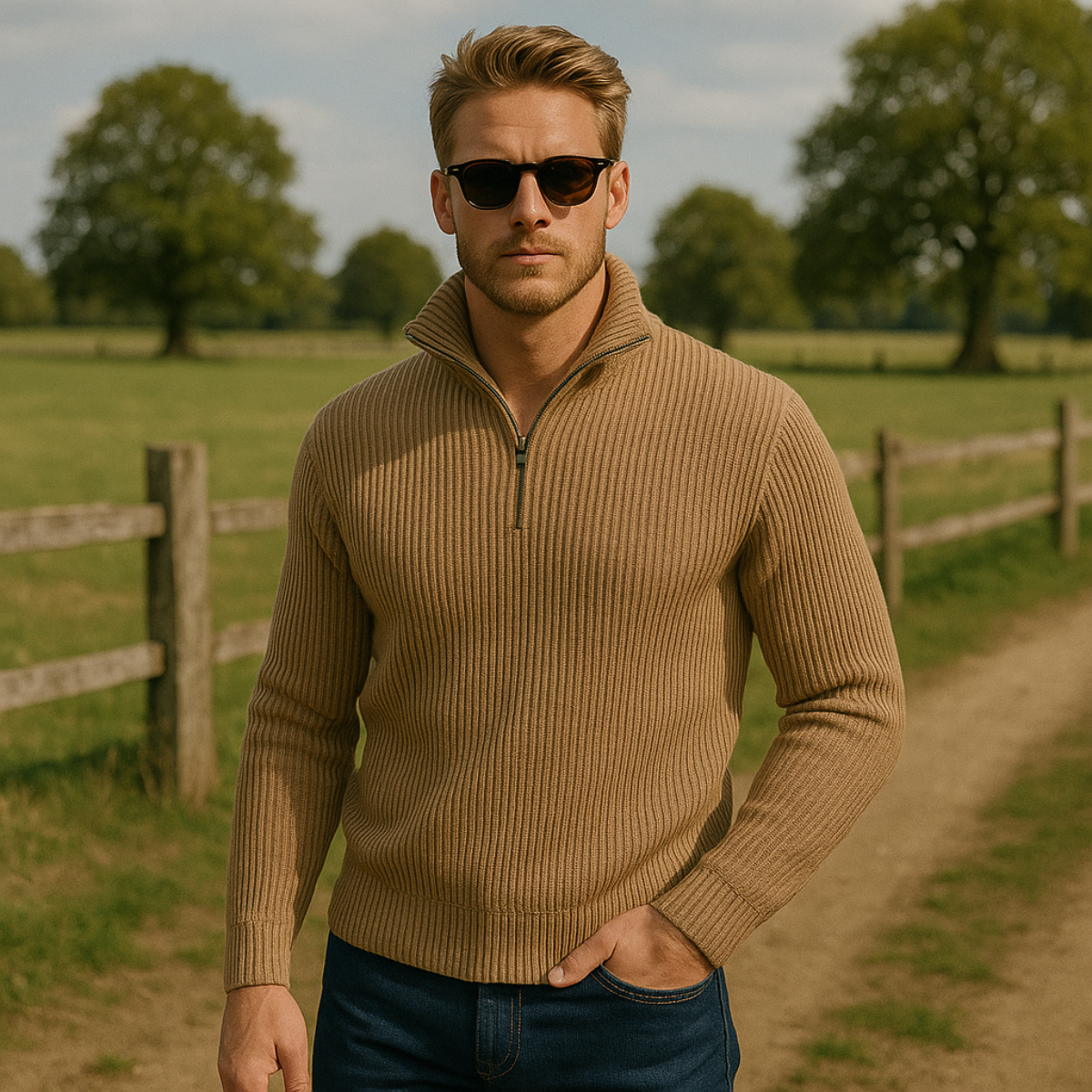 Warm Quarter Zip Wool Sweater