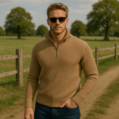 Warm Quarter Zip Wool Sweater