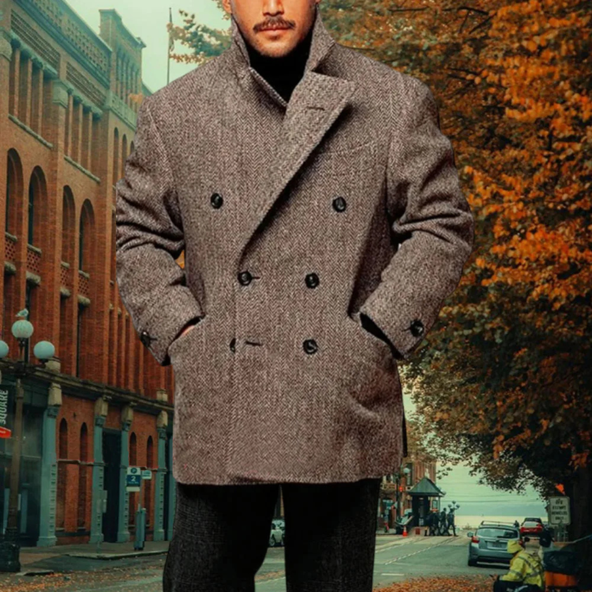 Classic Men's Tweed Wool Winter Blazer Coat