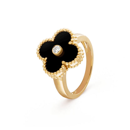 Luxury Silver Gold Plated Leaf Ring