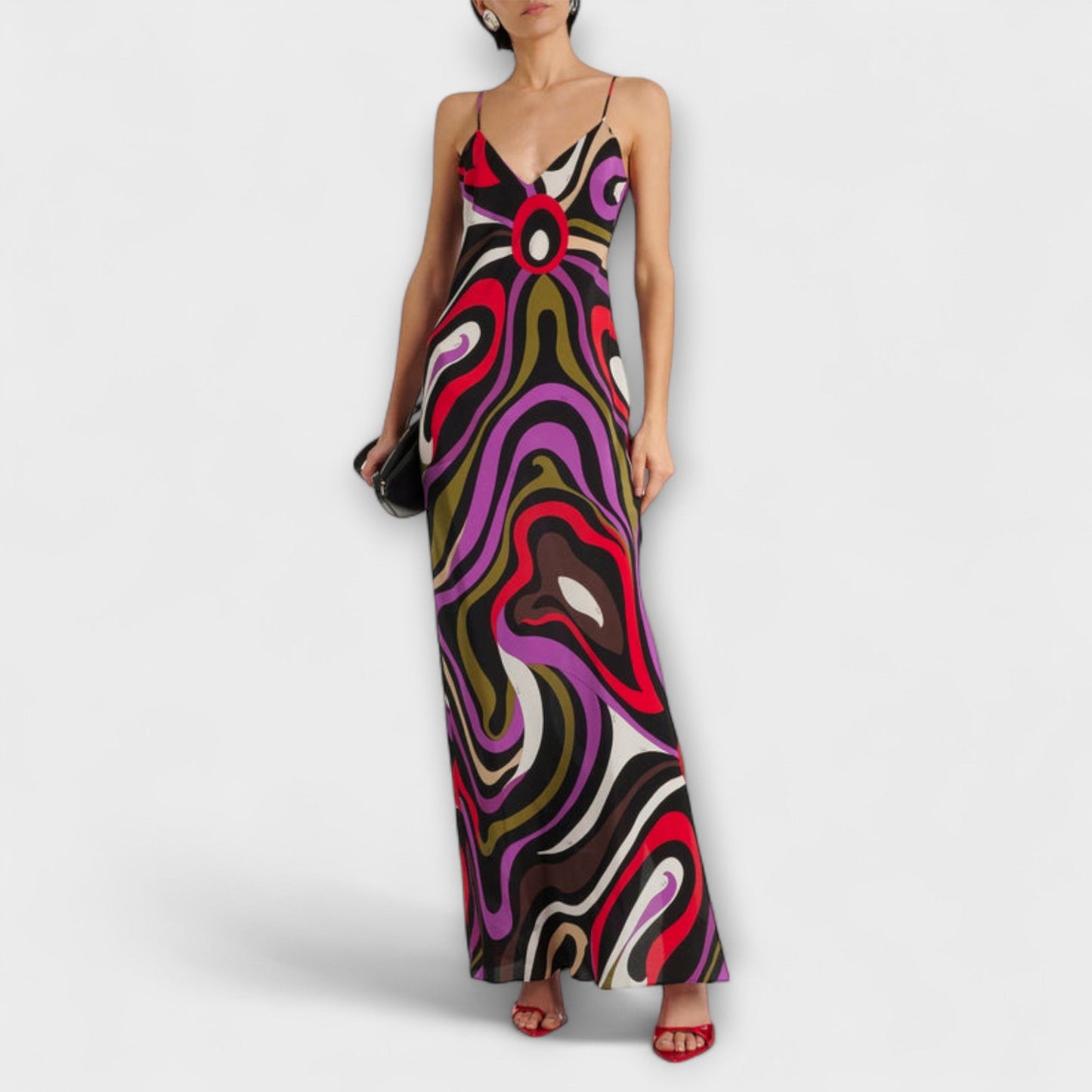 Elegant Marble Pattern Long Evening Dress - Nocini