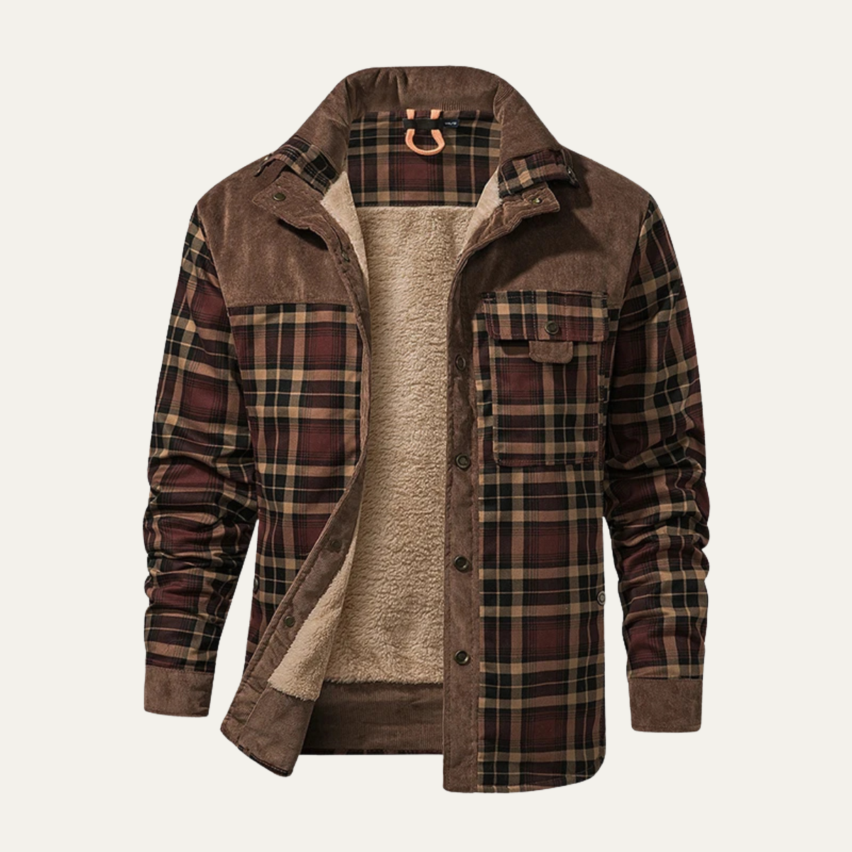 Rugged Plaid Flannel Shirt Jacket with Multiple Pockets - Nocini