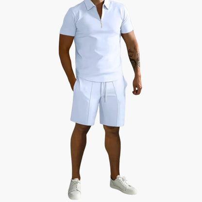 Men's Athletic Zip Up Shirt and Short Set