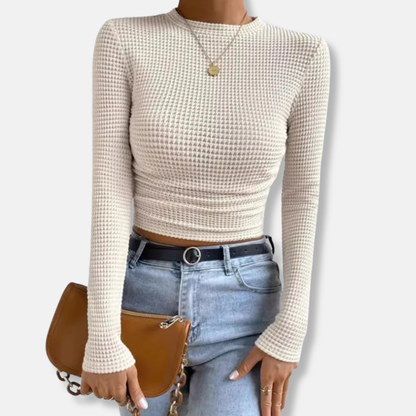Women's Fitted Long Sleeve Crop Top - Nocini