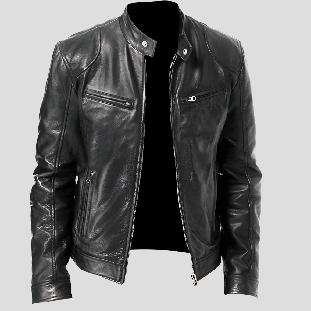 Vintage Style Mens Biker Leather Jacket - Olytrend