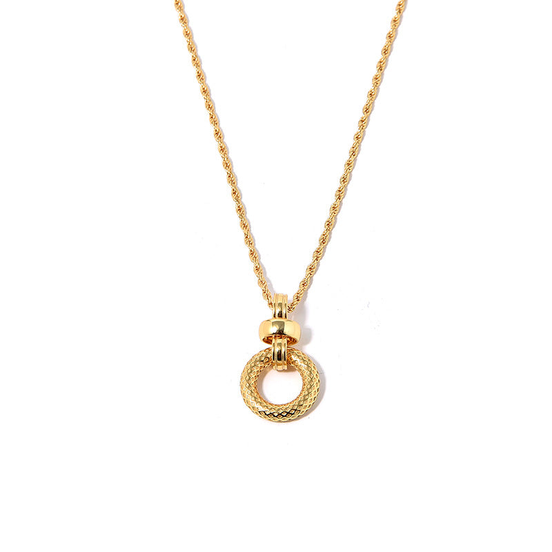Round Silver Gold Plated Pendant Necklace - Pexav