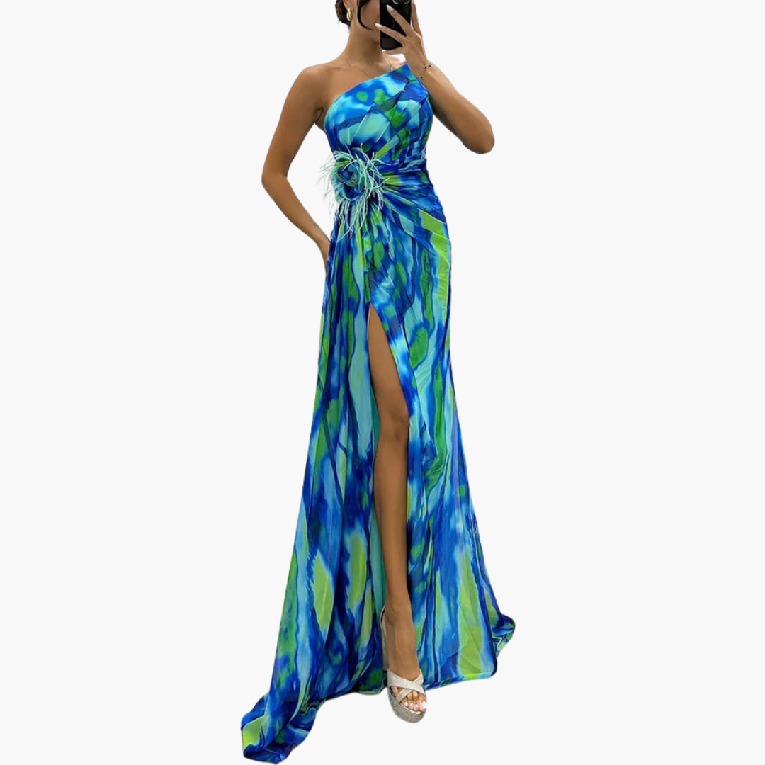 Chic Off Shoulder Maxi Dress with Flowy Design - Olytrend