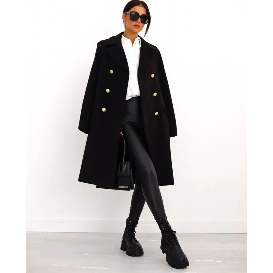 Classic Fit Women's Double Breasted Long Coat