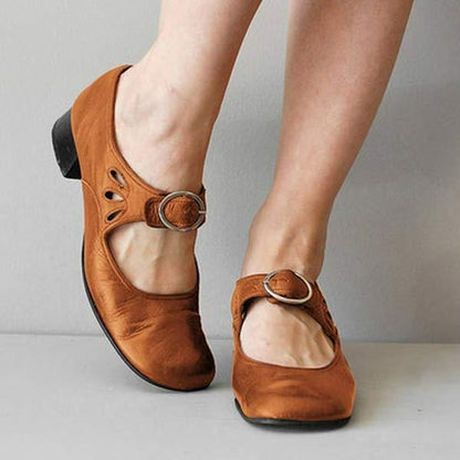 Classic Low Heel Leather Women's Shoes