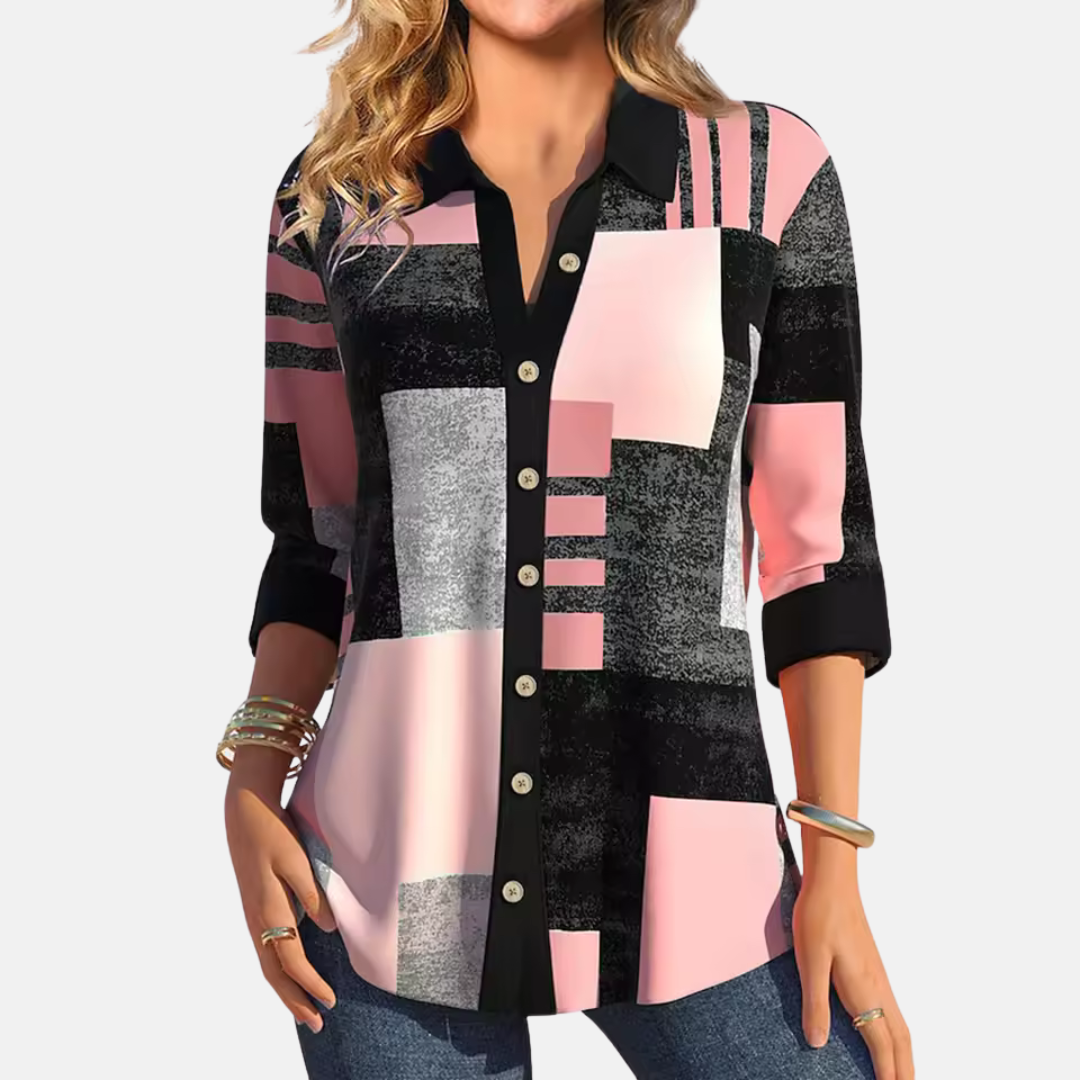 Relaxed Fit Checkered Women's Shirt - Olytrend