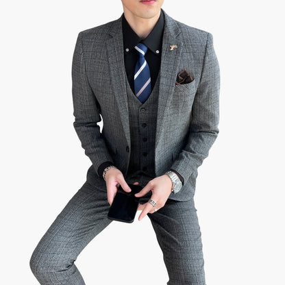 Classic Plaid Three-Piece Mens Suit