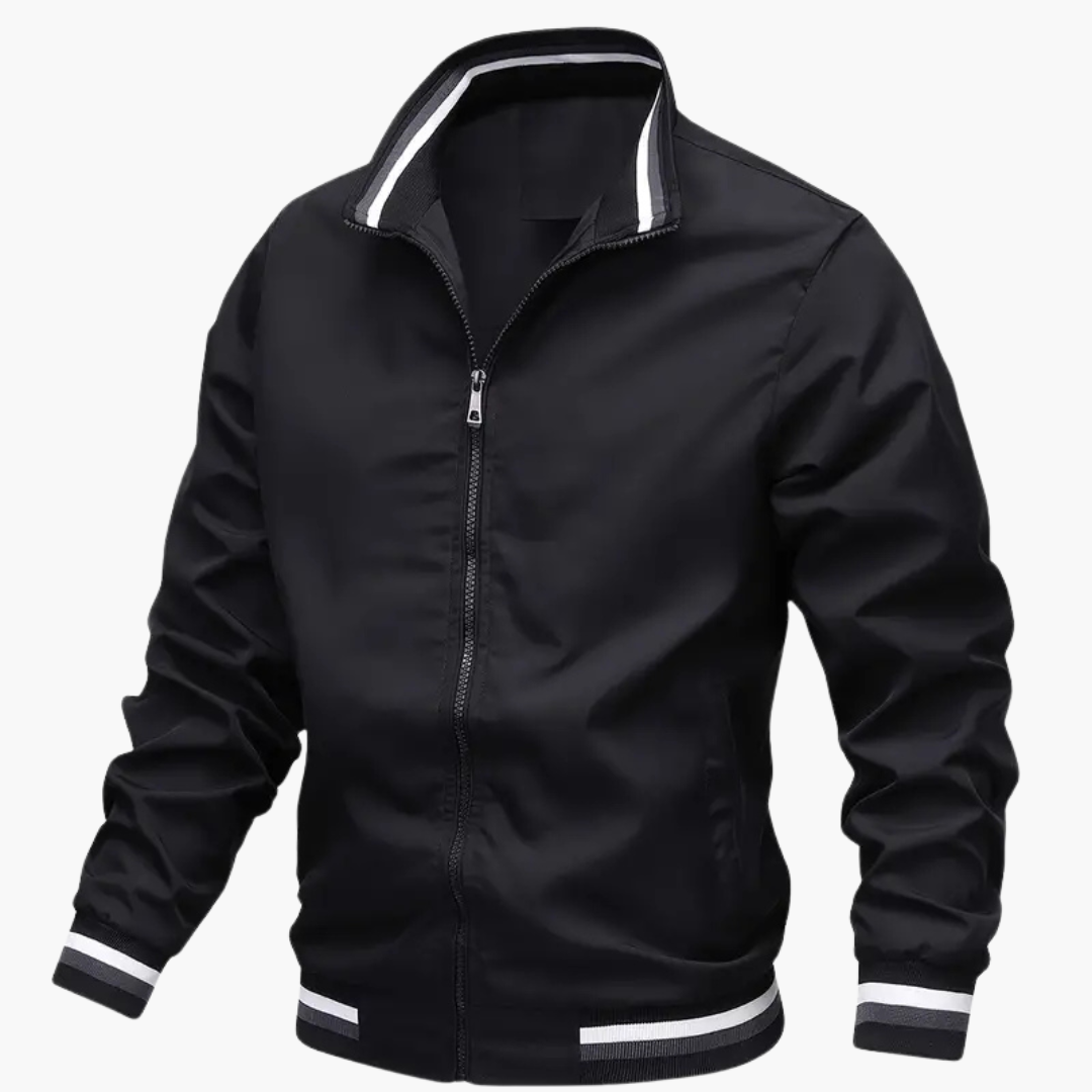 Men's Zip Up Jacket with Textured Trim - Olytrend