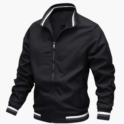 Men's Zip Up Jacket with Textured Trim - Olytrend