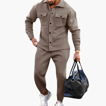 Casual Men's 2-Piece Long Sleeve Shirt Pant Set