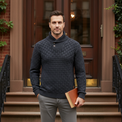 Thick Warm Crew Neck Button Sweater for Men