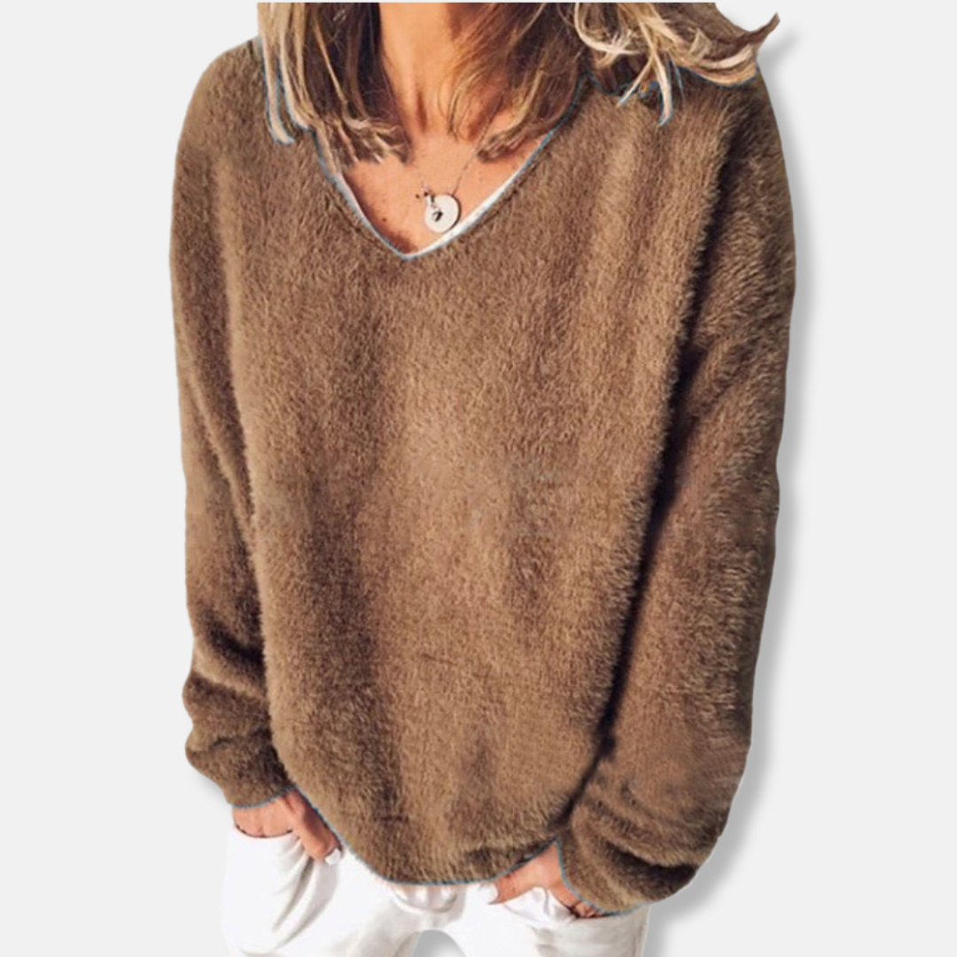 Casual V Neck Long Sleeve Sweater - Nocini