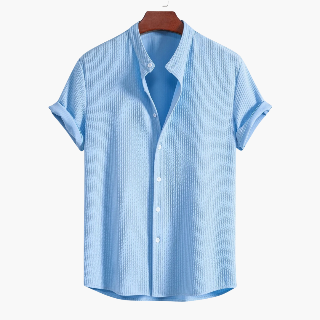 Men's Slim Fit Shirt with Stand Collar - Classic Style - Olytrend