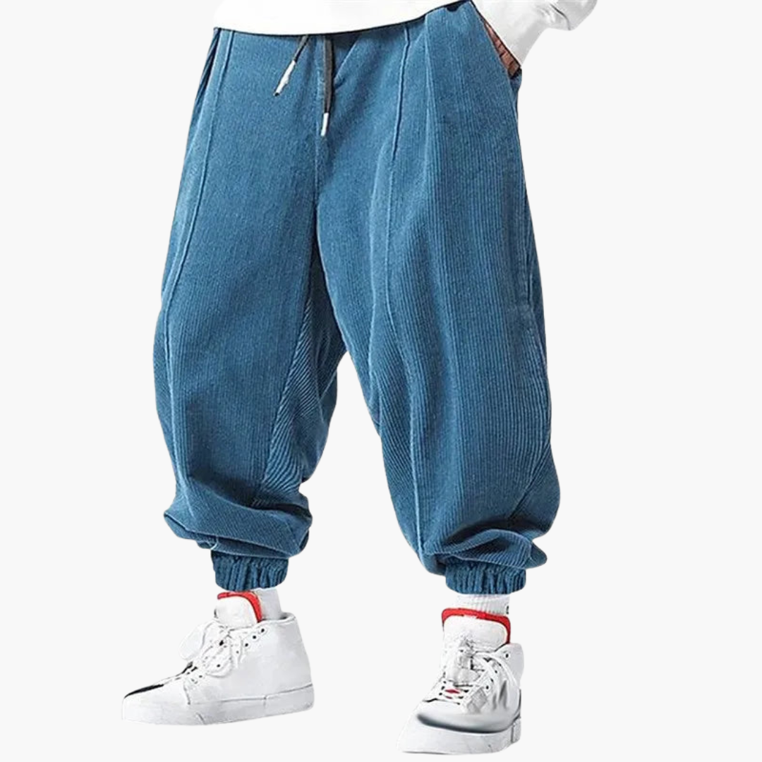 Classic Fit Corduroy Trousers with Elastic Waist - Olytrend